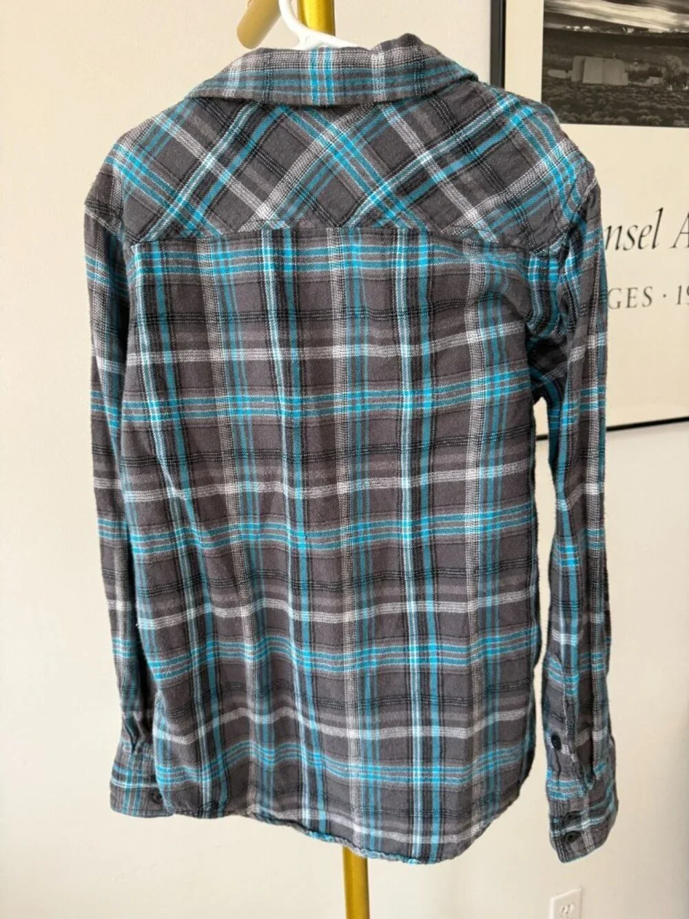 Hawk Youth Flannel Shirt Plaid Cotton Button Up Long Sleeve Kids Casual